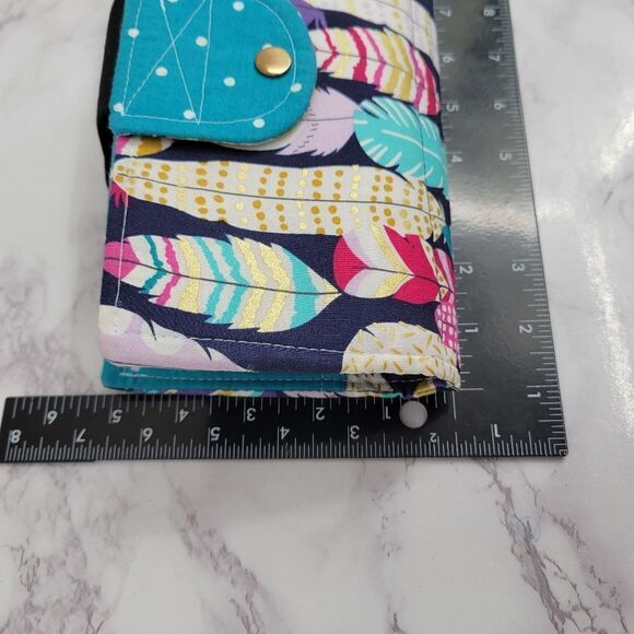 Handmade Colorful Feather Print Wallet Money Organizer Savings Set - Picture 15 of 15